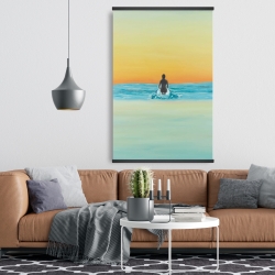 Magnetic 28 x 42 - A surfer swimming by dawn