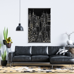 Magnétique 28 x 42 - Tours d'une ville illustrative