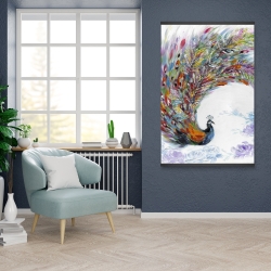 Magnetic 28 x 42 - Colorful peacock with flowers