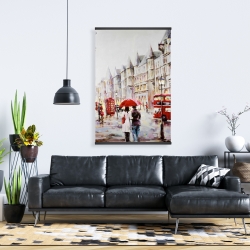 Magnetic 28 x 42 - European street by a rainy day
