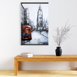 Magnétique 20 x 30 - Londre abstraite et bus rouge