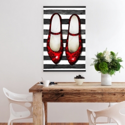 Magnetic 20 x 30 - Red glossy shoes on striped background