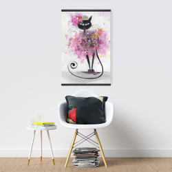 Magnetic 20 x 30 - Cartoon cat with pink flowers