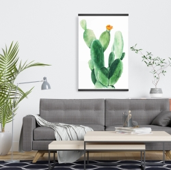 Magnetic 20 x 30 - Watercolor paddle cactus with flower
