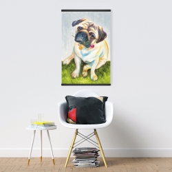 Magnetic 20 x 30 - Cute pug with a rose in his mouth