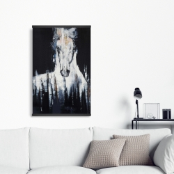 Magnetic 20 x 30 - Abstract white horse on black background