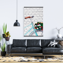 Magnetic 28 x 42 - Bicycle with a bouquet of tulips