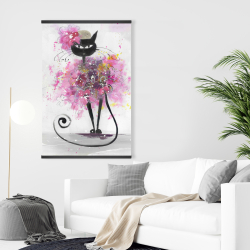 Magnetic 28 x 42 - Cartoon cat with pink flowers