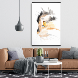 Magnétique 28 x 42 - Profil d'un chat à l'aquarelle