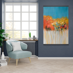 Magnetic 28 x 42 - Colorful abstract flowers on a grey background