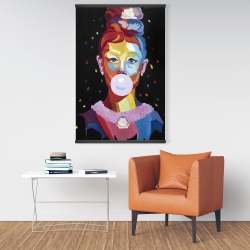 Magnetic 28 x 42 - Colorful audrey hepburn portrait with bubblegum