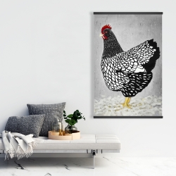 Magnetic 28 x 42 - Black and white wyandotte hen