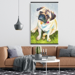 Magnetic 28 x 42 - Cute pug with a rose in his mouth