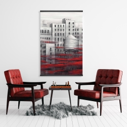 Magnétique 28 x 42 - Ville grise avec nuages rouges