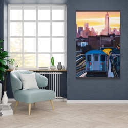 Magnetic 28 x 42 - Sunset over the subway in new-york