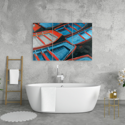 Canvas 24 x 36 - Small blue and red canoes