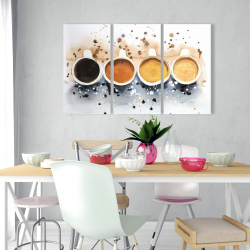 Canvas 24 x 36 - Four cups of coffee with paint splash