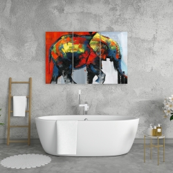 Canvas 24 x 36 - Abstract and colorful elephant in motion