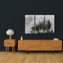 Canvas 24 x 36 - Mountains landscape in dark watercolor