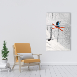 Canvas 24 x 36 - Man skiing in steep offpiste terrain
