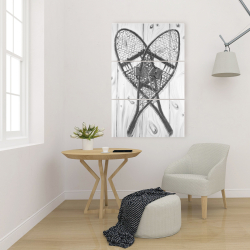 Canvas 24 x 36 - Vintage monochrome wood snowshoes