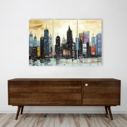 Canvas 24 x 36 - Skyline on abstract cityscape