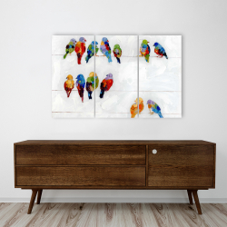 Toile 24 x 36 - Oiseaux colorés sur des fils