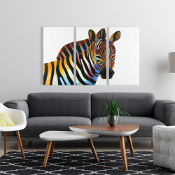 Canvas 24 x 36 - Colorful profile view of a zebra