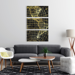 Canvas 24 x 36 - Black and marine world map globe