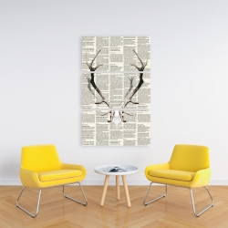 Canvas 24 x 36 - Deer horns on newspaper