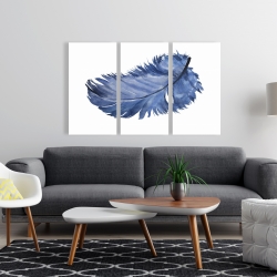 Toile 24 x 36 - Plume bleue à l'aquarelle