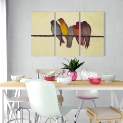 Toile 24 x 36 - Cinq oiseaux sur une branche