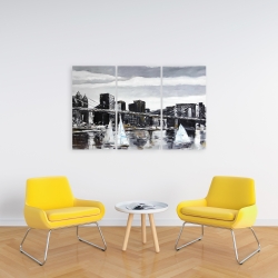 Canvas 24 x 36 - Brooklyn bridge with sailboats