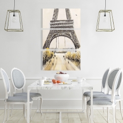 Canvas 24 x 36 - Eiffel tower with flying birds