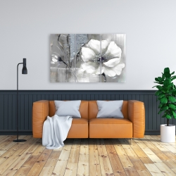 Canvas 24 x 36 - Monochrome and silver flowers