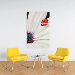 Canvas 24 x 36 - White daisy and ladybug