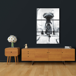 Canvas 24 x 36 - Woman running in the rain