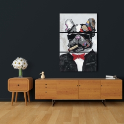 Canvas 24 x 36 - Smoking gangster bulldog