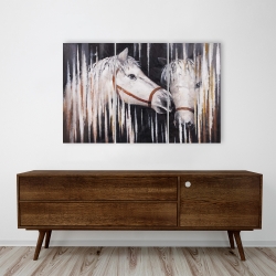 Canvas 24 x 36 - Two white horses kissing