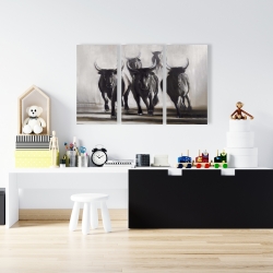 Canvas 24 x 36 - Running fierce bulls
