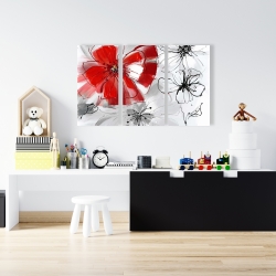 Canvas 24 x 36 - Red & gray flowers
