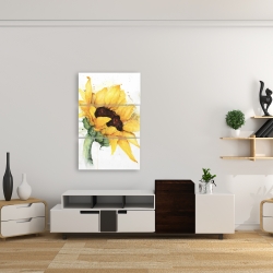 Canvas 24 x 36 - Watercolor sunflower with paint splash