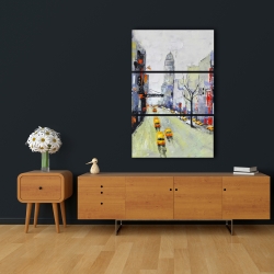 Canvas 24 x 36 - Gray street with yellow and red accents