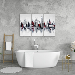Toile 24 x 36 - Paysage urbain gris et rouge