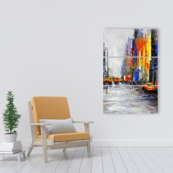Canvas 24 x 36 - Color spotted street with taxis