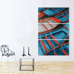 Canvas 40 x 60 - Small blue and red canoes