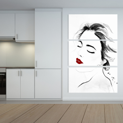Toile 40 x 60 - Portrait de dame sereine en noir