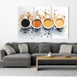 Toile 40 x 60 - Quatre tasses de café avec éclats de peinture