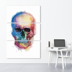 Toile 40 x 60 - Crâne coloré aquarelle