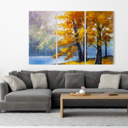 Canvas 40 x 60 - Two trees by the lake